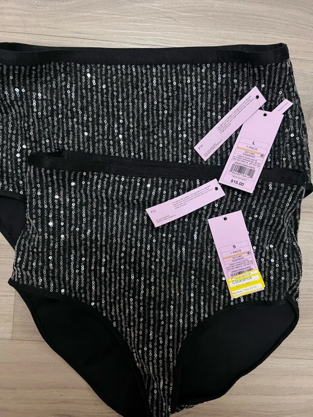 Black Sequin Lace Corset Crop Top w/ Lace Trim & sequin bottom brief NWT XS M L - Picture 10 of 10